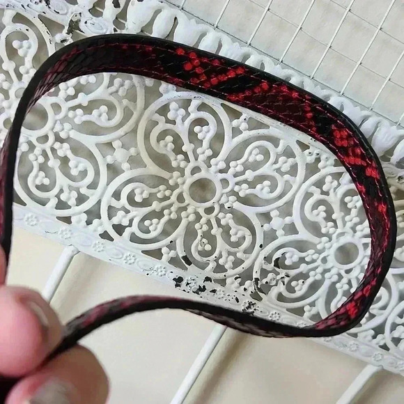 Topshop Vegan Faux Snakeskin Purse Red Black - Picture 13 of 16